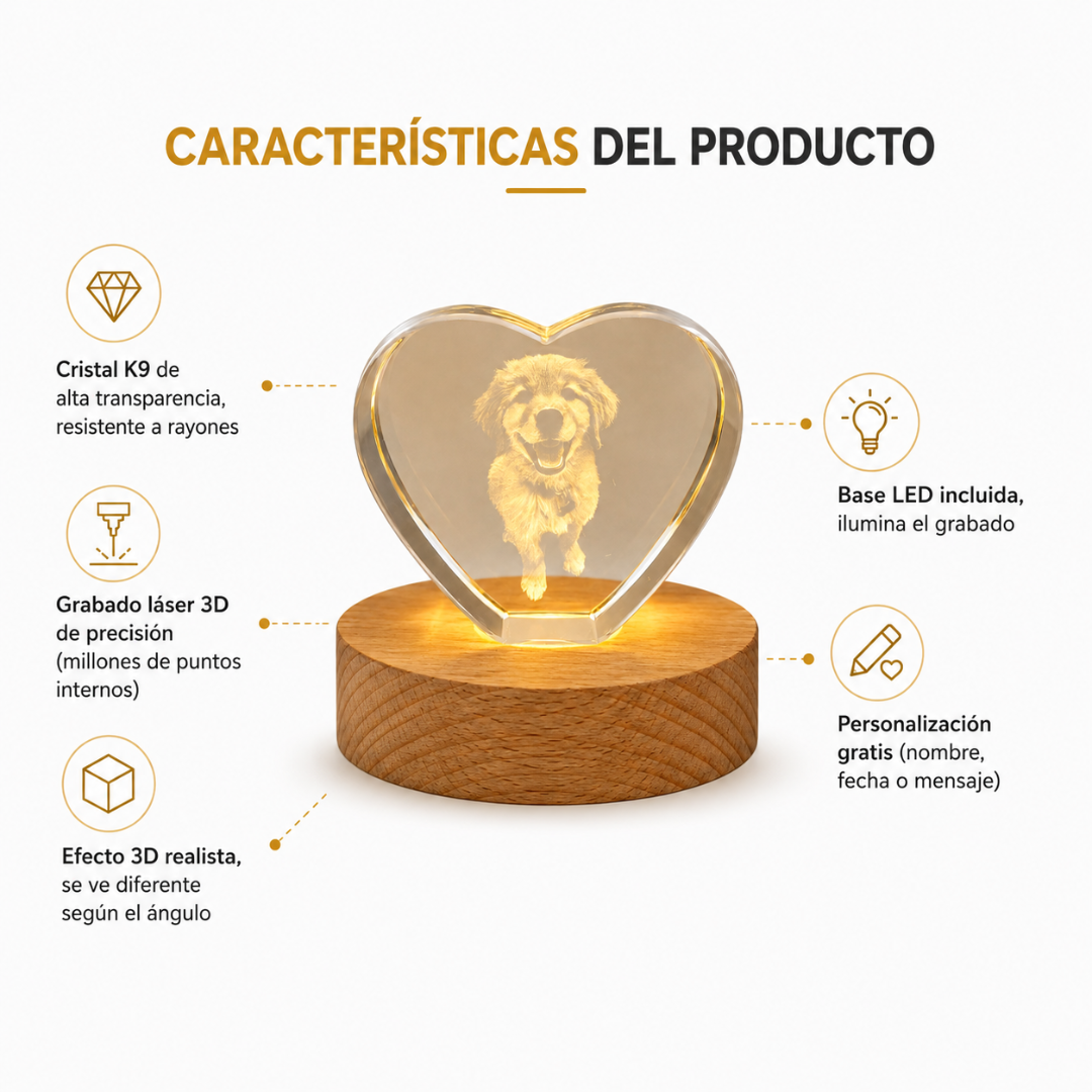 Corazon De Cristal Personalizado